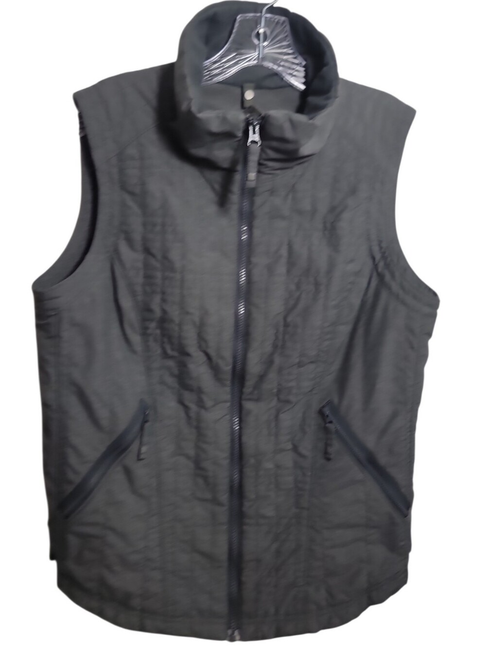 Columbia women's interchange quilted gray puffer zip vest size large high neck